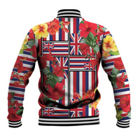 Hawaii Hibiscus Lei Baseball Jacket Hawaiian Flag Motif LT9 - Polynesian Pride