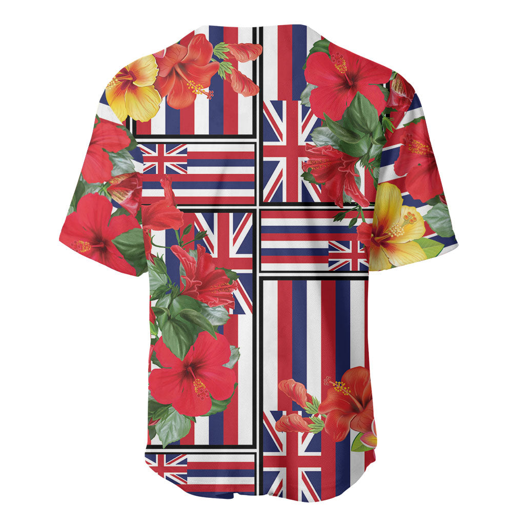 Hawaii Hibiscus Lei Baseball Jersey Hawaiian Flag Motif LT9 - Polynesian Pride