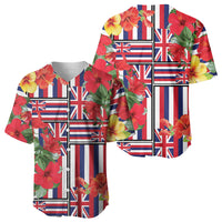 Hawaii Hibiscus Lei Baseball Jersey Hawaiian Flag Motif LT9 - Polynesian Pride