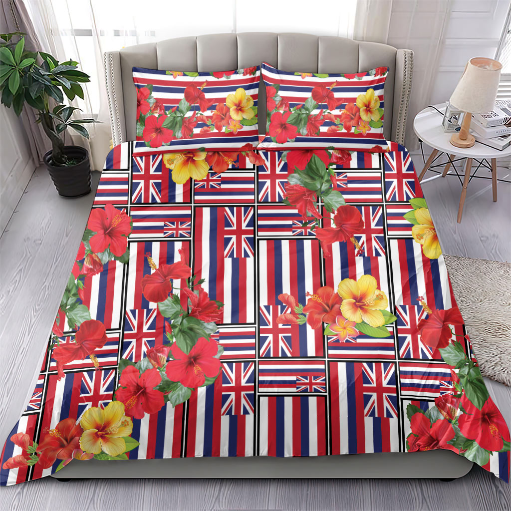 Hawaii Hibiscus Lei Bedding Set Hawaiian Flag Motif LT9 - Polynesian Pride