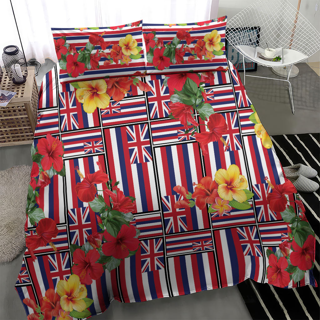 Hawaii Hibiscus Lei Bedding Set Hawaiian Flag Motif LT9 - Polynesian Pride