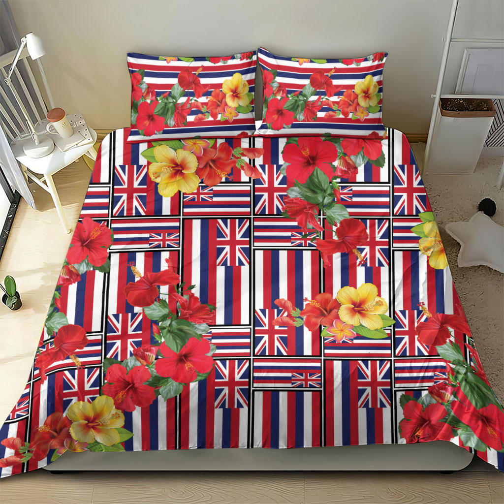 Hawaii Hibiscus Lei Bedding Set Hawaiian Flag Motif LT9 - Polynesian Pride