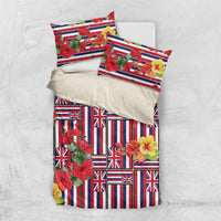 Hawaii Hibiscus Lei Bedding Set Hawaiian Flag Motif LT9 US Twin 172cm x 218cm Red - Polynesian Pride