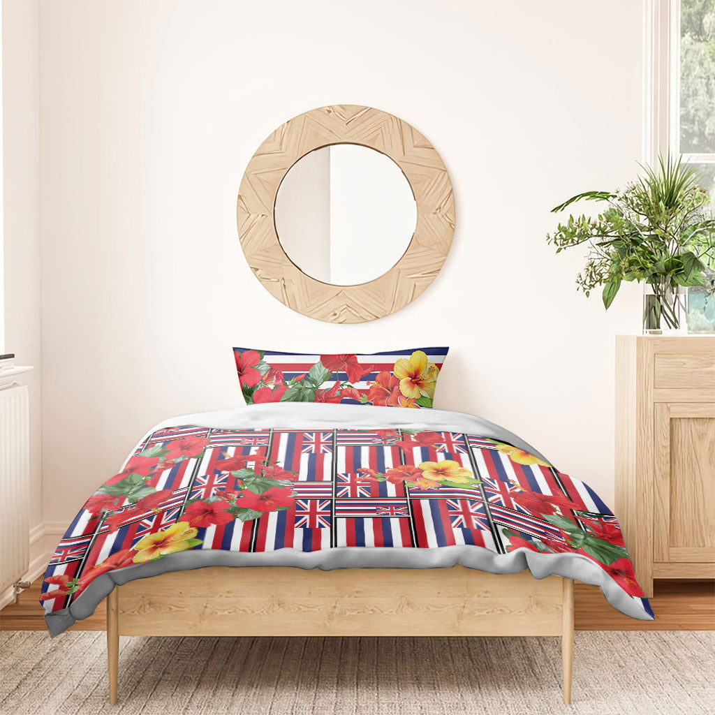 Hawaii Hibiscus Lei Bedding Set Hawaiian Flag Motif LT9 - Polynesian Pride