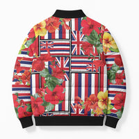 Hawaii Hibiscus Lei Bomber Puffer Jacket Hawaiian Flag Motif LT9 - Polynesian Pride