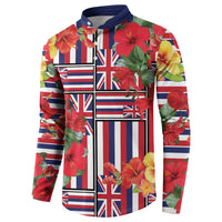 Hawaii Hibiscus Lei Button Sweatshirt Hawaiian Flag Motif LT9 - Polynesian Pride