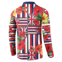 Hawaii Hibiscus Lei Button Sweatshirt Hawaiian Flag Motif LT9 - Polynesian Pride