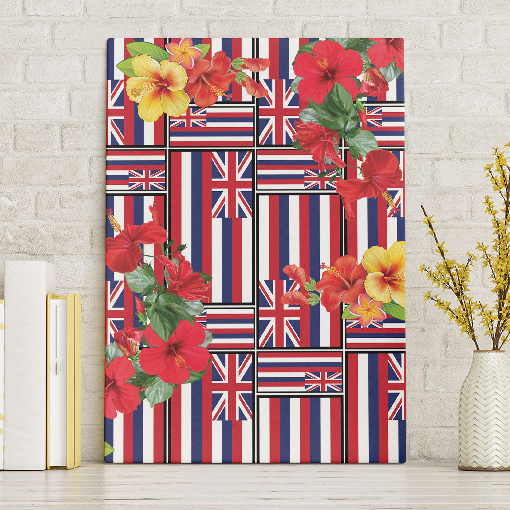 Hawaii Hibiscus Lei Canvas Wall Art Hawaiian Flag Motif LT9 Without Frame Red - Polynesian Pride