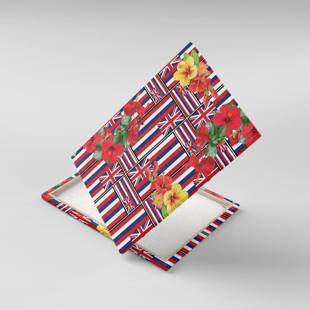 Hawaii Hibiscus Lei Canvas Wall Art Hawaiian Flag Motif LT9 With Frame Red - Polynesian Pride