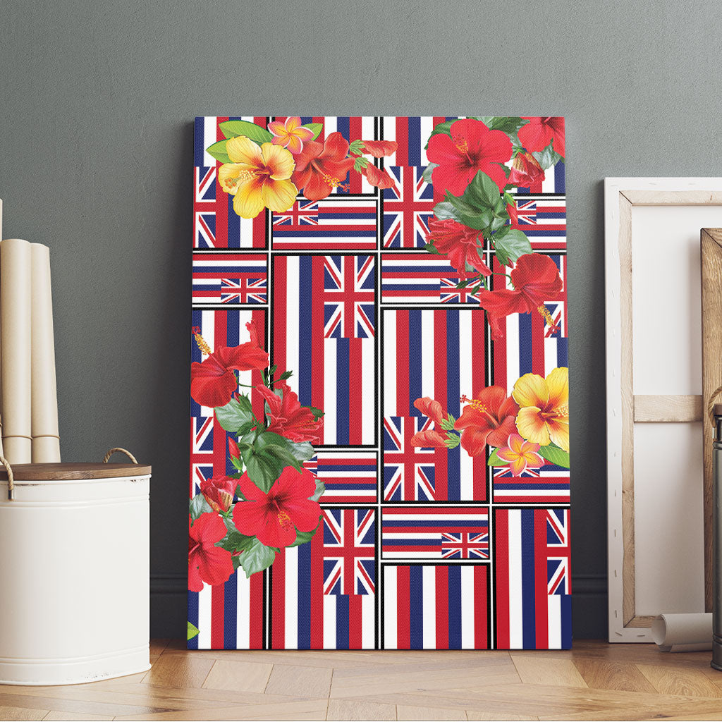 Hawaii Hibiscus Lei Canvas Wall Art Hawaiian Flag Motif LT9 - Polynesian Pride