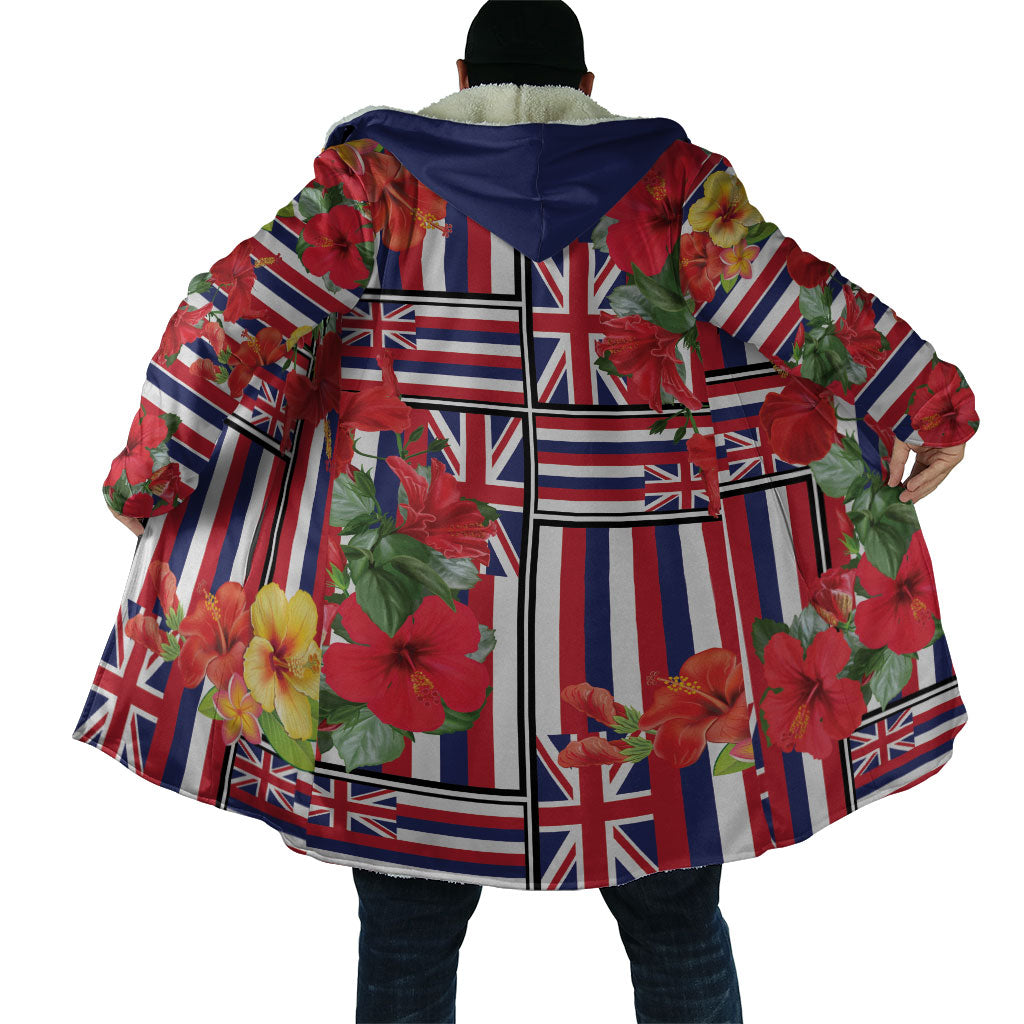 Hawaii Hibiscus Lei Cloak Hawaiian Flag Motif LT9 - Polynesian Pride