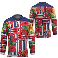 Hawaii Hibiscus Lei Hockey Jersey Hawaiian Flag Motif LT9 - Polynesian Pride