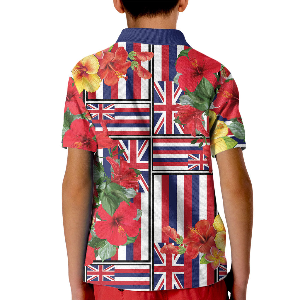 Hawaii Hibiscus Lei Kid Polo Shirt Hawaiian Flag Motif LT9 - Polynesian Pride