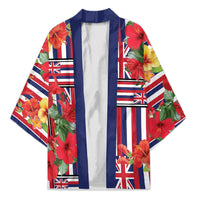 Hawaii Hibiscus Lei Kimono Hawaiian Flag Motif LT9 Unisex Red - Polynesian Pride
