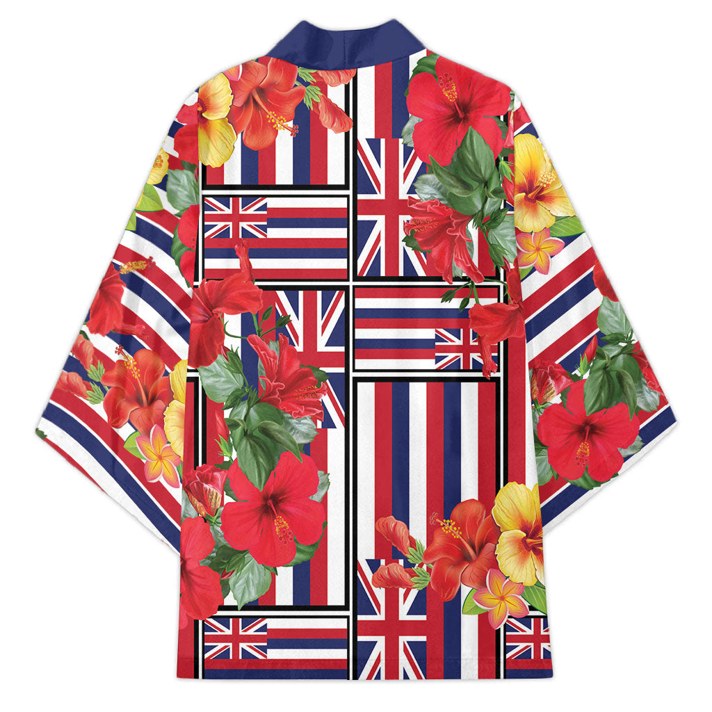 Hawaii Hibiscus Lei Kimono Hawaiian Flag Motif LT9 - Polynesian Pride