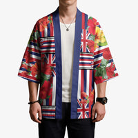 Hawaii Hibiscus Lei Kimono Hawaiian Flag Motif LT9 - Polynesian Pride