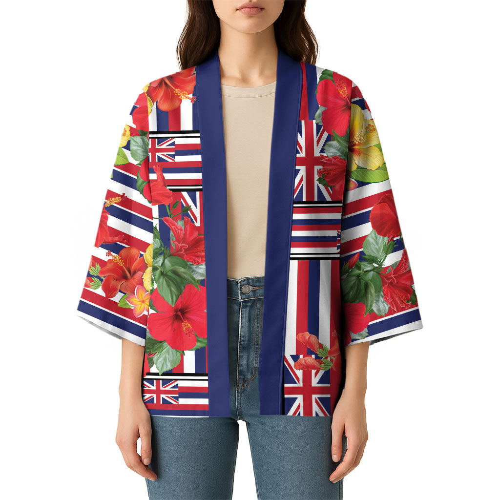 Hawaii Hibiscus Lei Kimono Hawaiian Flag Motif LT9 - Polynesian Pride