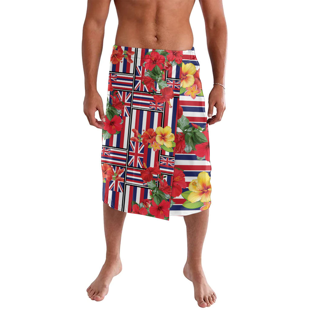 Hawaii Hibiscus Lei Lavalava Hawaiian Flag Motif LT9 Red - Polynesian Pride