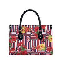 Hawaii Hibiscus Lei Leather Bag Hawaiian Flag Motif LT9 - Polynesian Pride