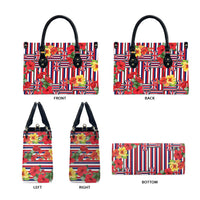 Hawaii Hibiscus Lei Leather Bag Hawaiian Flag Motif LT9 - Polynesian Pride