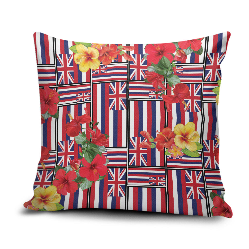 Hawaii Hibiscus Lei Pillow Cover Hawaiian Flag Motif LT9 Red - Polynesian Pride