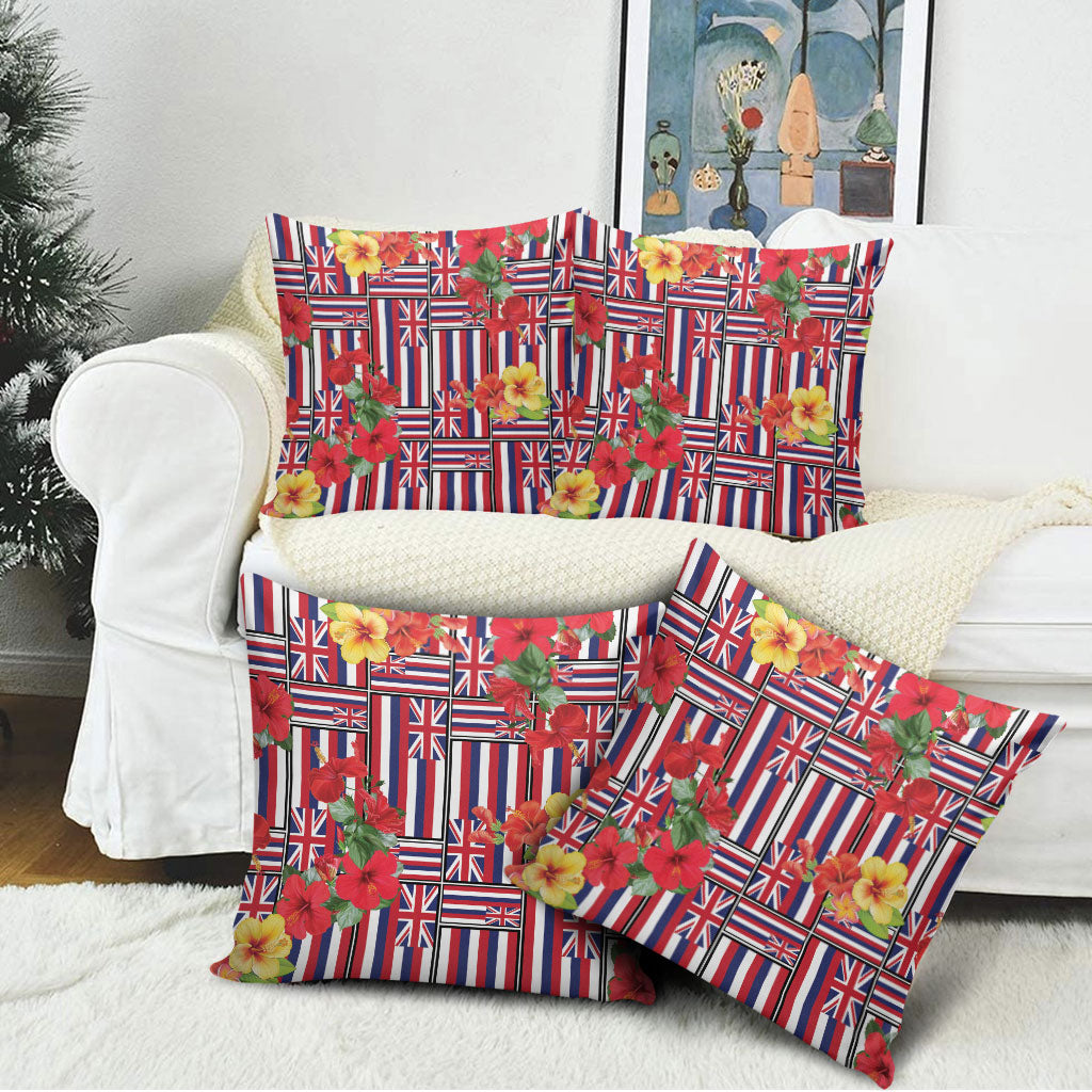 Hawaii Hibiscus Lei Pillow Cover Hawaiian Flag Motif LT9 - Polynesian Pride