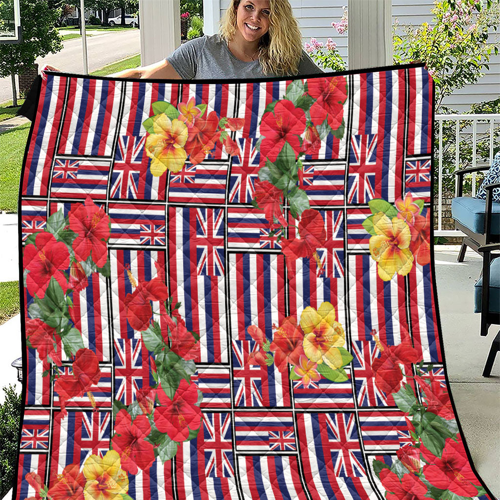 Hawaii Hibiscus Lei Quilt Hawaiian Flag Motif LT9 Red - Polynesian Pride