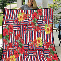 Hawaii Hibiscus Lei Quilt Hawaiian Flag Motif LT9 Red - Polynesian Pride