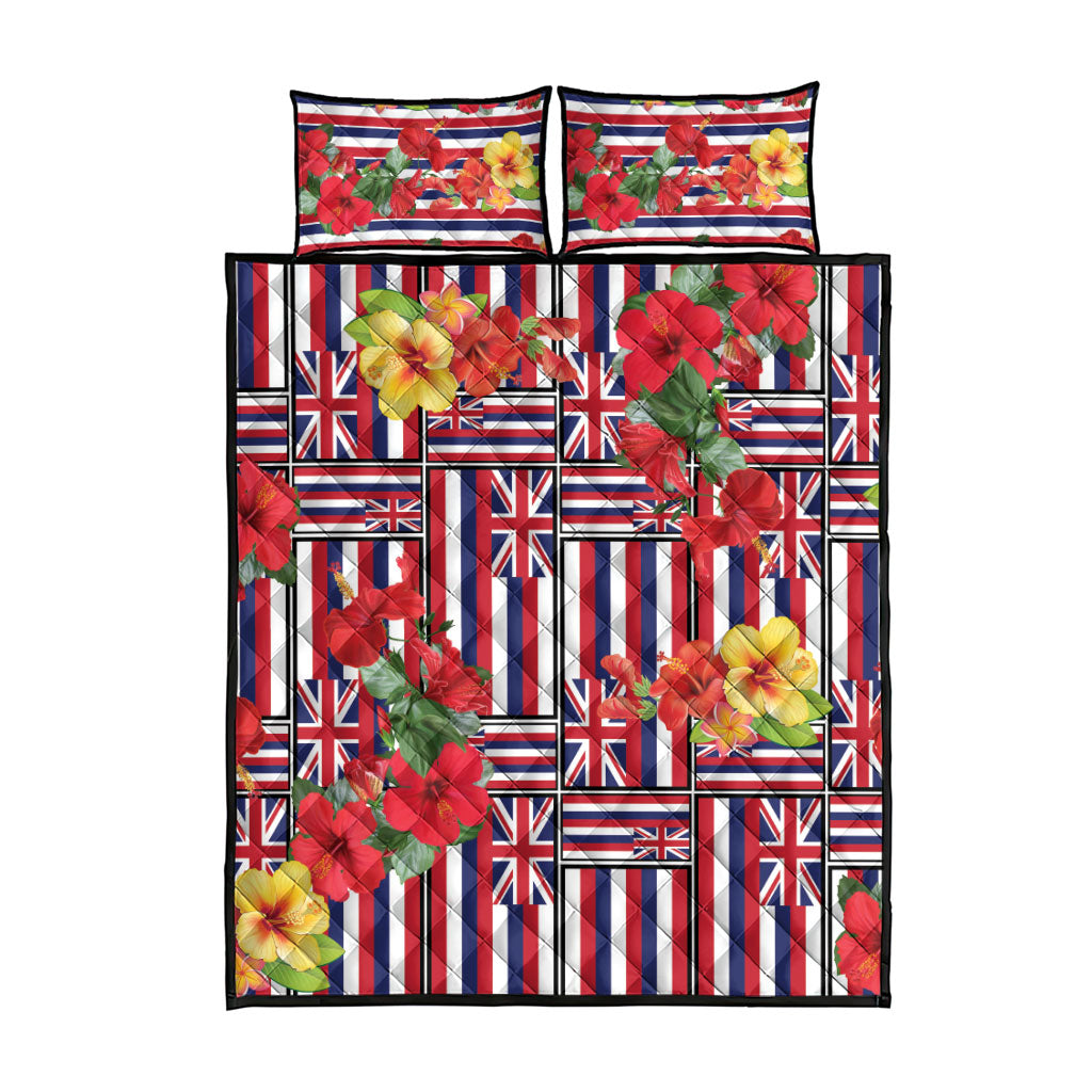 Hawaii Hibiscus Lei Quilt Bed Set Hawaiian Flag Motif LT9 - Polynesian Pride