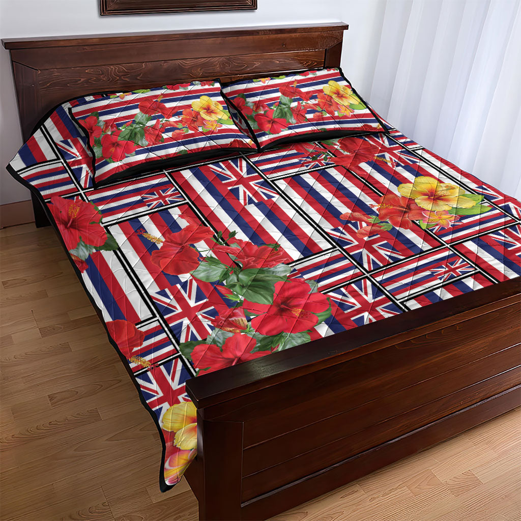 Hawaii Hibiscus Lei Quilt Bed Set Hawaiian Flag Motif LT9 - Polynesian Pride