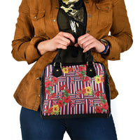 Hawaii Hibiscus Lei Shoulder Handbag Hawaiian Flag Motif LT9 - Polynesian Pride
