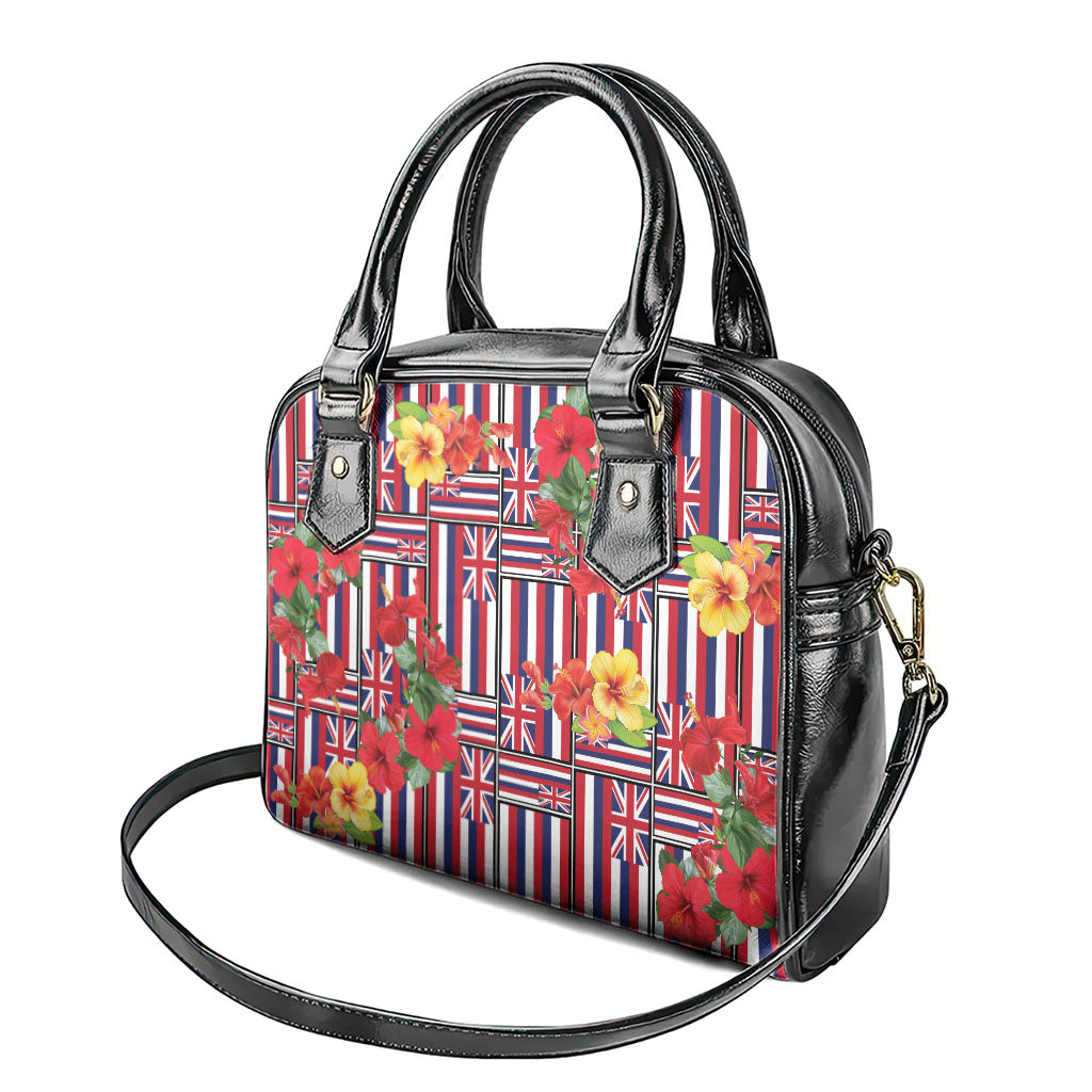 Hawaii Hibiscus Lei Shoulder Handbag Hawaiian Flag Motif LT9 - Polynesian Pride