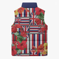 Hawaii Hibiscus Lei Sleeveless Puffer Jacket Hawaiian Flag Motif LT9 - Polynesian Pride