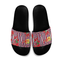 Hawaii Hibiscus Lei Slide Sandals Hawaiian Flag Motif LT9 Red - Polynesian Pride