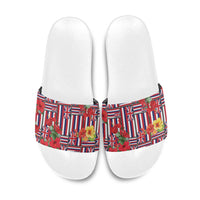 Hawaii Hibiscus Lei Slide Sandals Hawaiian Flag Motif LT9 Red - Polynesian Pride