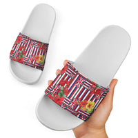 Hawaii Hibiscus Lei Slide Sandals Hawaiian Flag Motif LT9 - Polynesian Pride