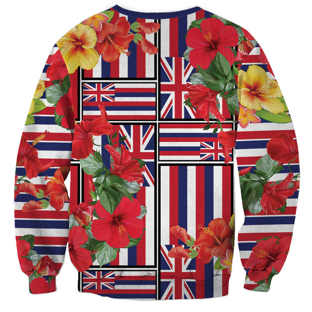 Hawaii Hibiscus Lei Sweatshirt Hawaiian Flag Motif LT9 - Polynesian Pride