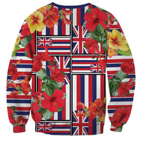 Hawaii Hibiscus Lei Sweatshirt Hawaiian Flag Motif LT9 - Polynesian Pride
