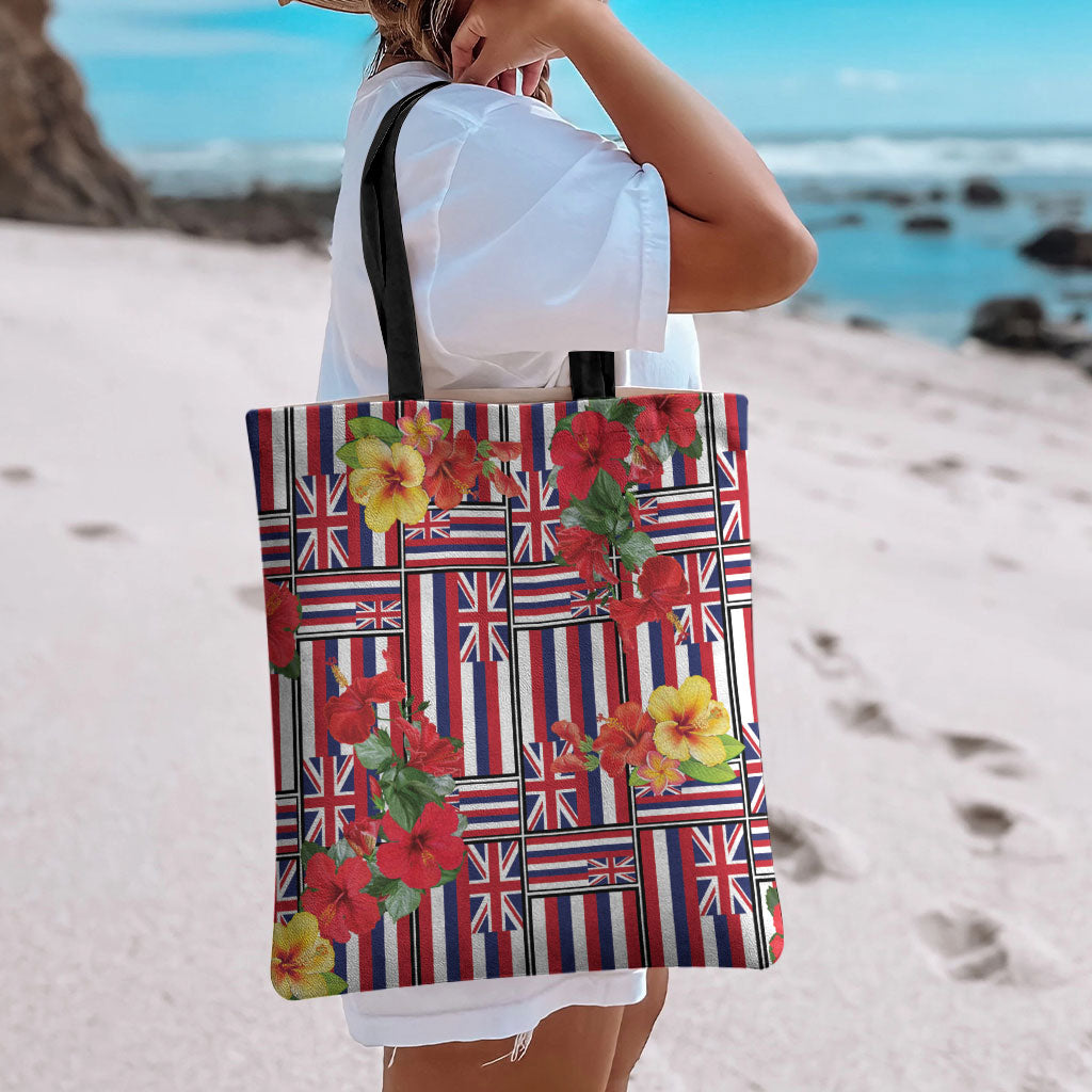 Hawaii Hibiscus Lei Tote Bag Hawaiian Flag Motif LT9 - Polynesian Pride
