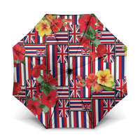 Hawaii Hibiscus Lei Umbrella Hawaiian Flag Motif LT9 One Size Folded 11.42 inch Opened Diameter 37.4 inch Red - Polynesian Pride