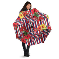 Hawaii Hibiscus Lei Umbrella Hawaiian Flag Motif LT9 - Polynesian Pride