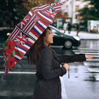 Hawaii Hibiscus Lei Umbrella Hawaiian Flag Motif LT9 - Polynesian Pride