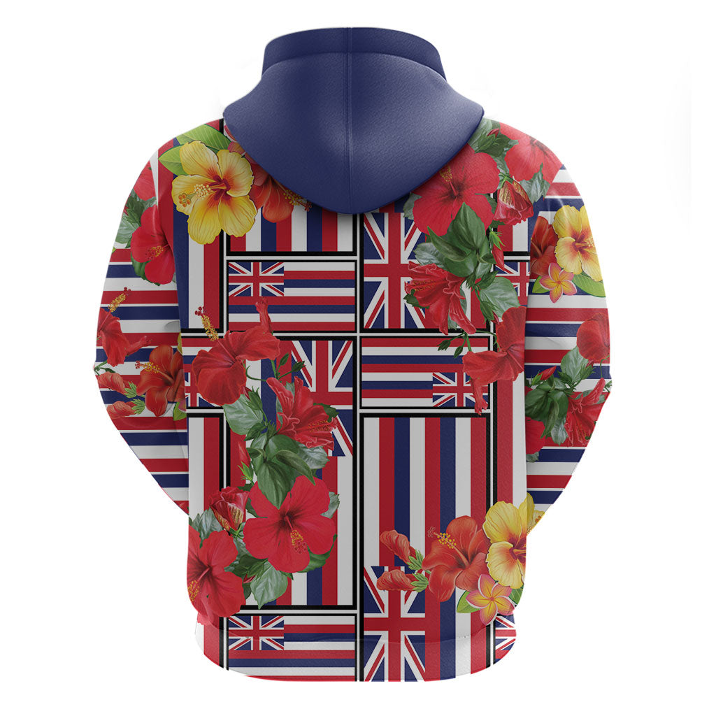 Hawaii Hibiscus Lei Zip Hoodie Hawaiian Flag Motif LT9 - Polynesian Pride