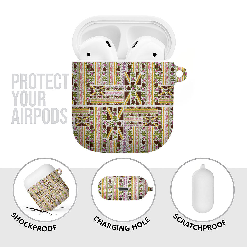 Hawaii Lokelani Pikake Lei AirPods Case Hawaiian Flag Motif LT9 - Polynesian Pride