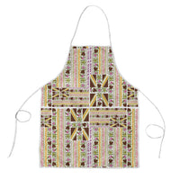 Hawaii Lokelani Pikake Lei Apron Hawaiian Flag Motif LT9 White - Polynesian Pride