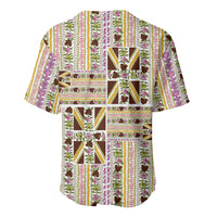 Hawaii Lokelani Pikake Lei Baseball Jersey Hawaiian Flag Motif LT9 - Polynesian Pride