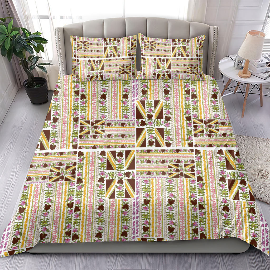 Hawaii Lokelani Pikake Lei Bedding Set Hawaiian Flag Motif LT9 - Polynesian Pride