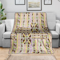 Hawaii Lokelani Pikake Lei Blanket Hawaiian Flag Motif LT9 - Polynesian Pride