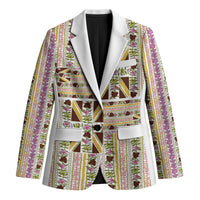 Hawaii Lokelani Pikake Lei Blazer Hawaiian Flag Motif LT9 Unisex White - Polynesian Pride