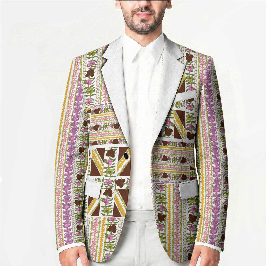 Hawaii Lokelani Pikake Lei Blazer Hawaiian Flag Motif LT9 - Polynesian Pride